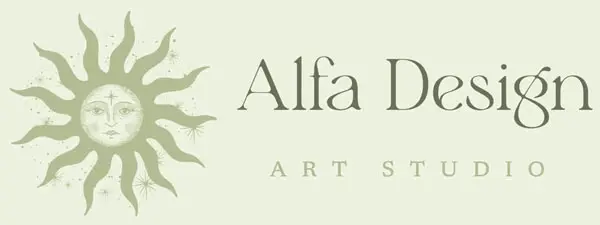 A green logo with the words alfa da vinci art studio.